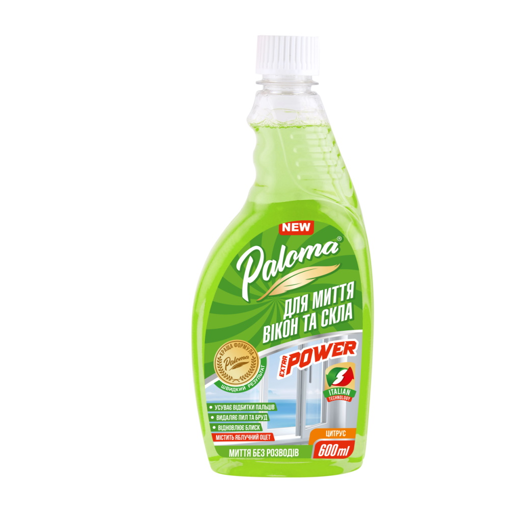 Очисник скла Paloma Цитрус (з яблучним оцтом), запаска 600мл